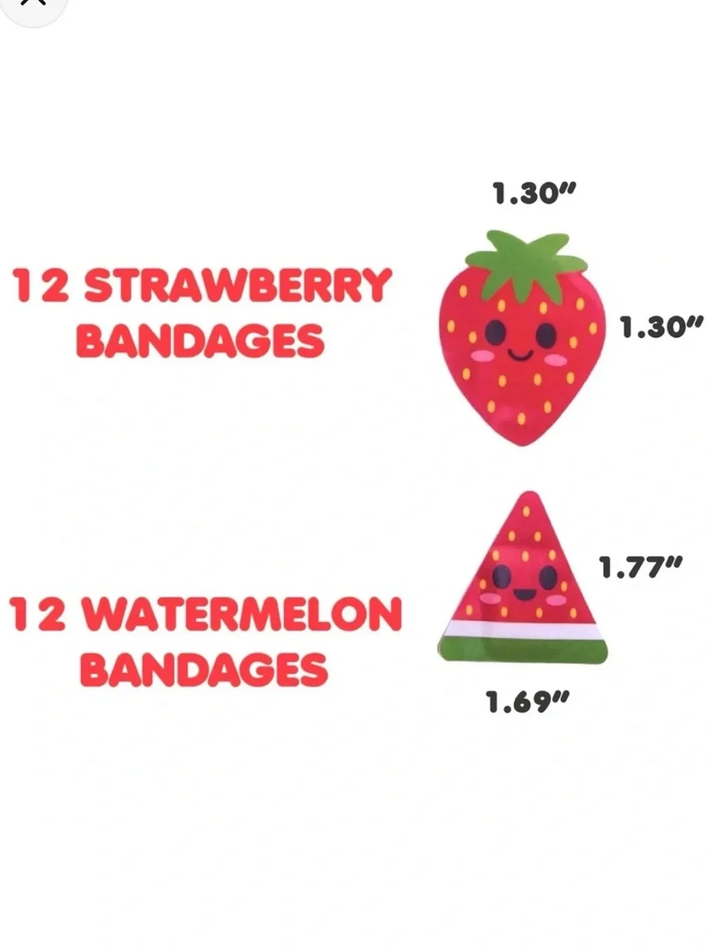 NEW - Boo-Boo Buddies Kid Bandages: Watermelon/Strawberry & Rainbow/Cloud 48PCS